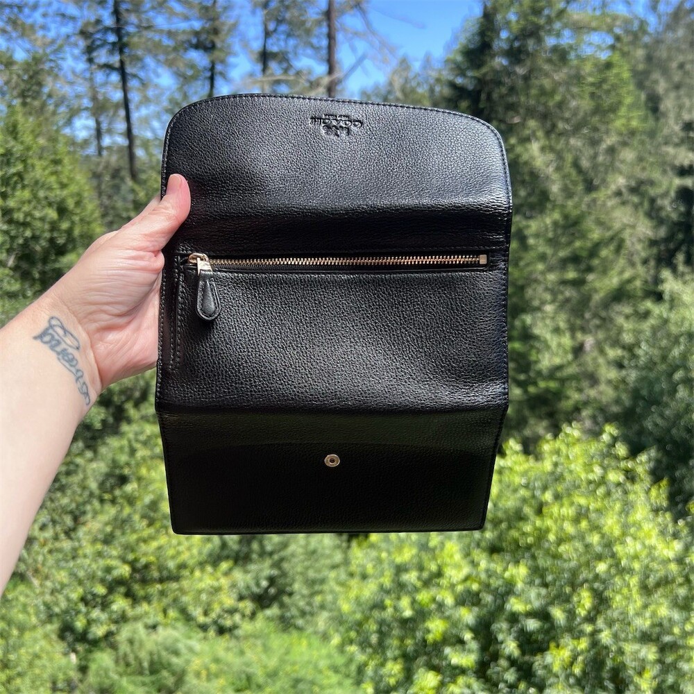 VINTAGE COACH Black Trifold Wallet Pebble Leather with Gold Hardware AUTHENTIC - Picture 4 of 5